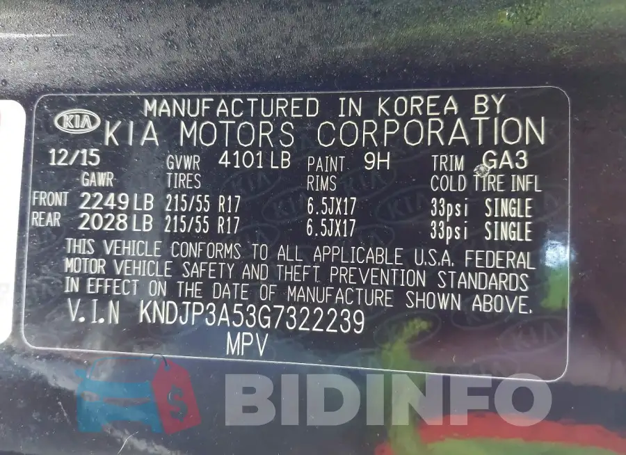 KNDJP3A53G7322239 Photo# 9