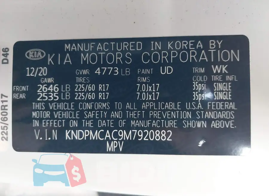 KNDPMCAC9M7920882 Photo# 9