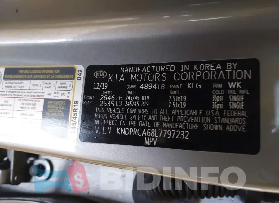 KNDPRCA68L7797232 Photo# 9