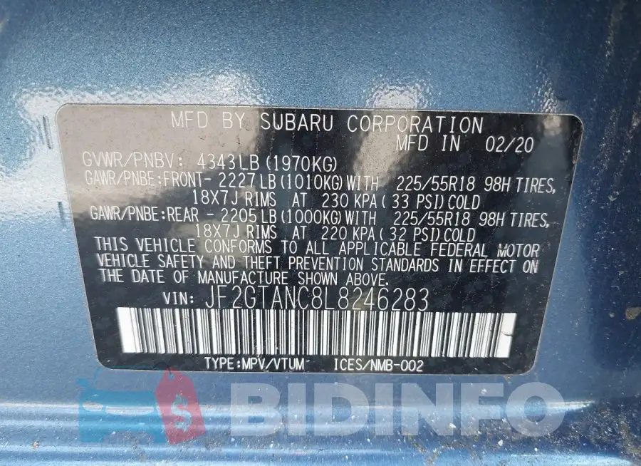 JF2GTANC8L8246283 Photo# 9