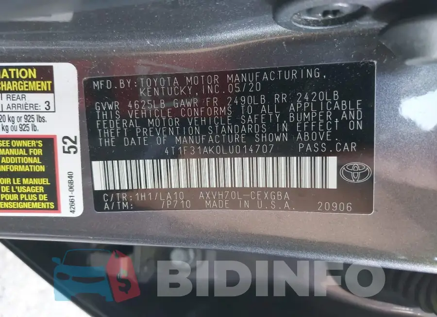 4T1F31AK0LU014707 Photo# 9