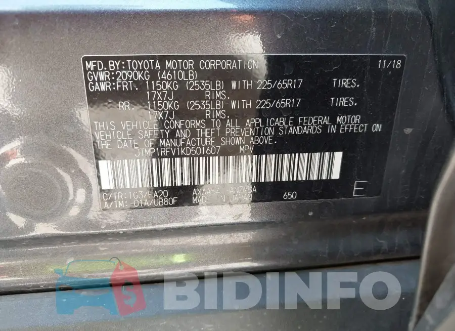JTMP1RFV1KD501607 Photo# 9