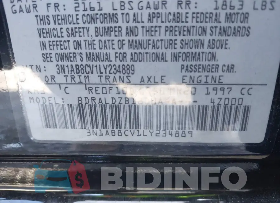 3N1AB8CV1LY234889 Photo# 9