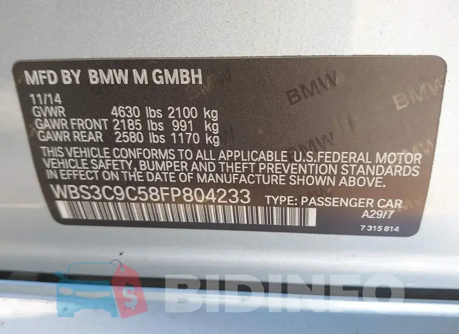 WBS3C9C58FP804233 Photo# 9
