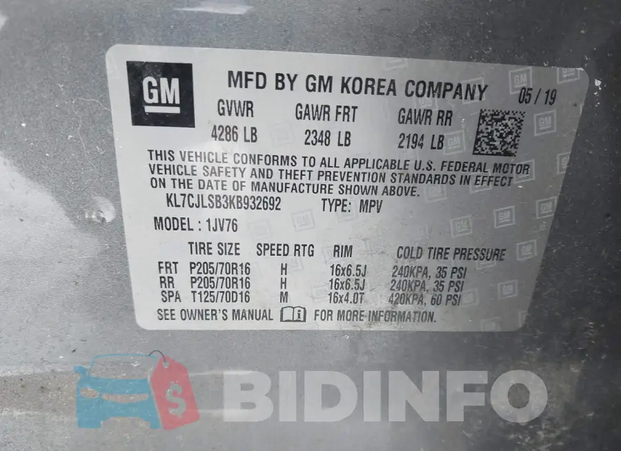 KL7CJLSB3KB932692 Photo# 9