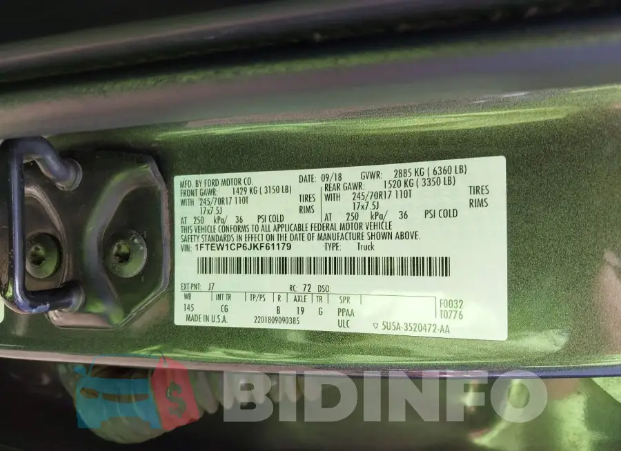 1FTEW1CP6JKF61179 Photo# 9