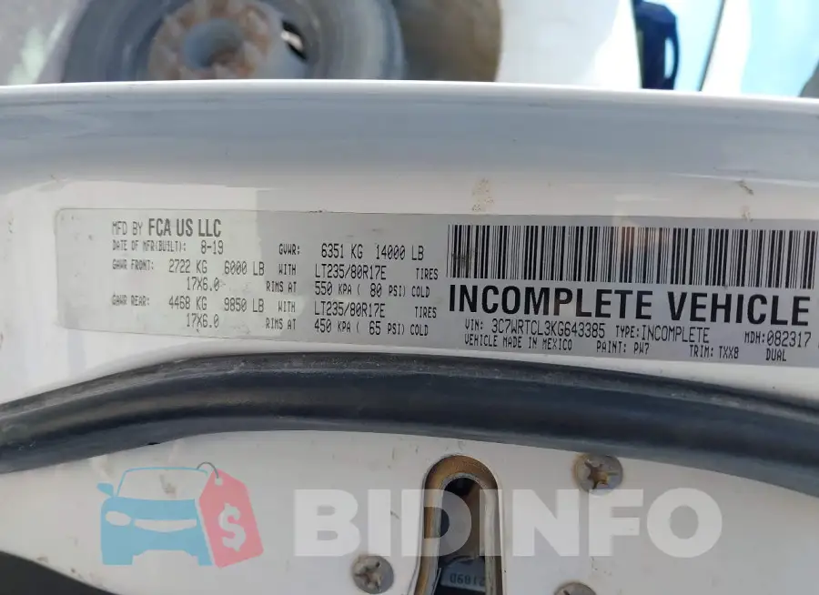 3C7WRTCL3KG643385 Photo# 8