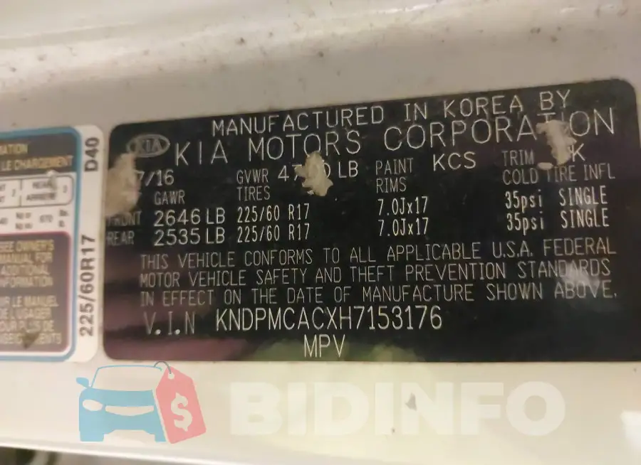 KNDPMCACXH7153176 Photo# 9