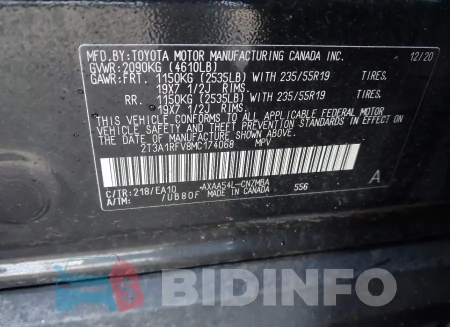 2T3A1RFV8MC174068 Photo# 9