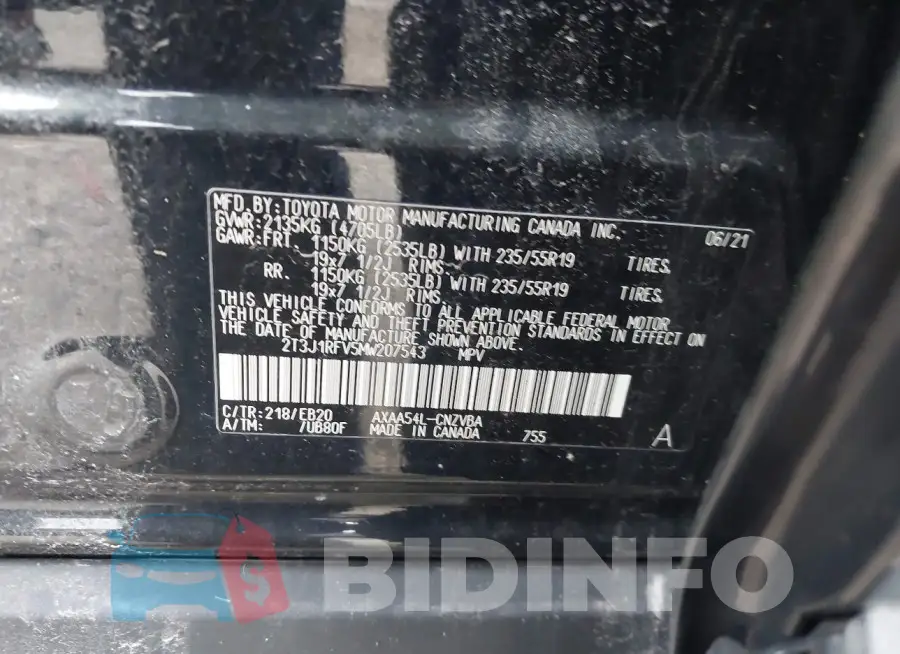 2T3J1RFV5MW207543 Photo# 9