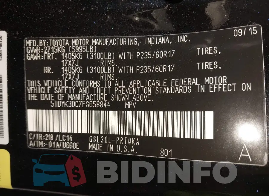 5TDYK3DC7FS658844 Photo# 9