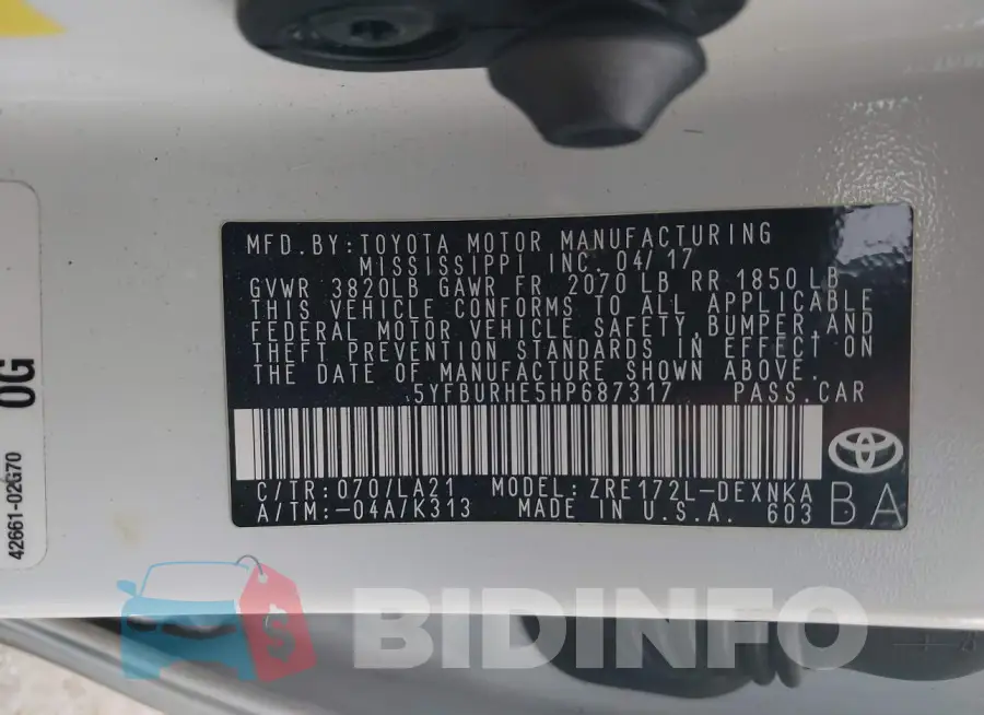 5YFBURHE5HP687317 Photo# 9