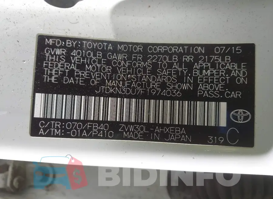 JTDKN3DU7F1974036 Photo# 9