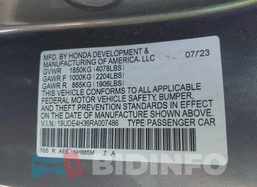 19UDE4H36RA007486 Photo# 9