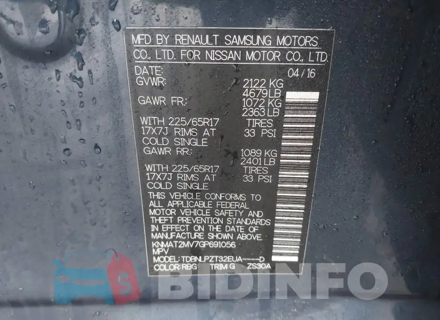 KNMAT2MV7GP691056 Photo# 9