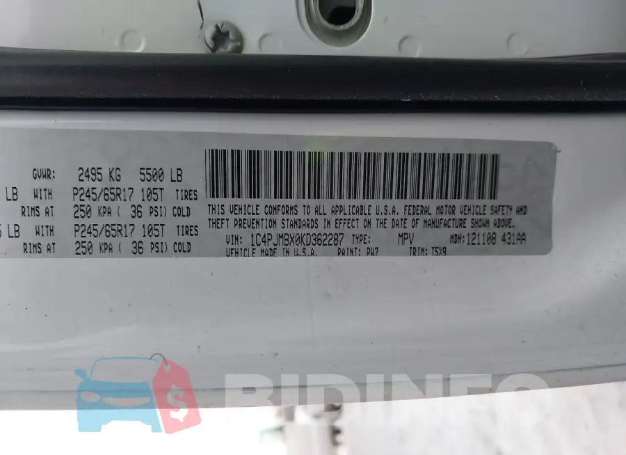 1C4PJMBX0KD362287 Photo# 9