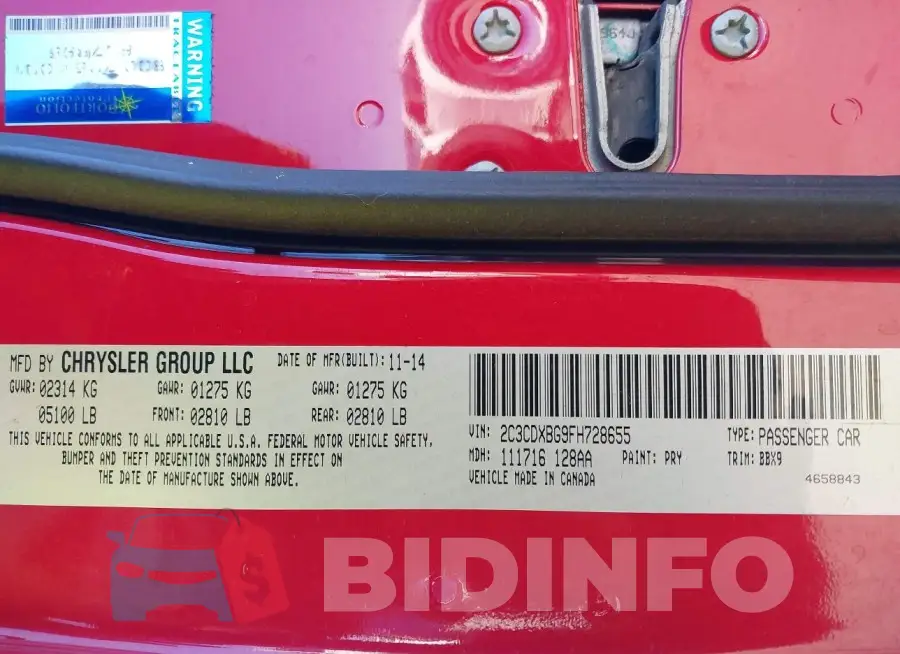 2C3CDXBG9FH728655 Photo# 9