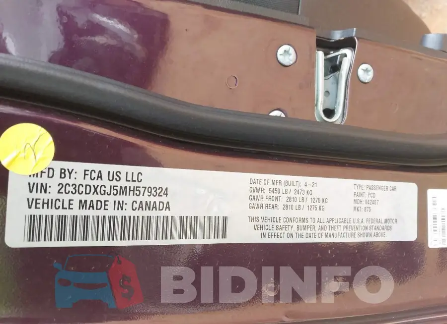 2C3CDXGJ5MH579324 Photo# 9