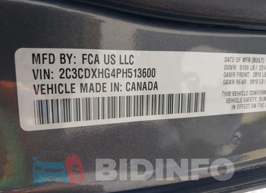 2C3CDXHG4PH513600 Photo# 9