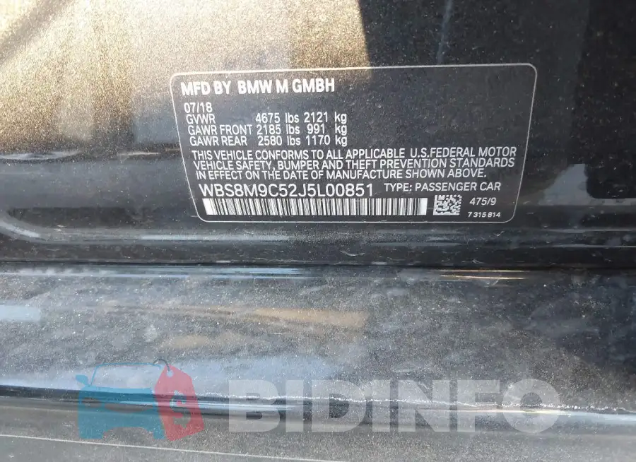 WBS8M9C52J5L00851 Photo# 9