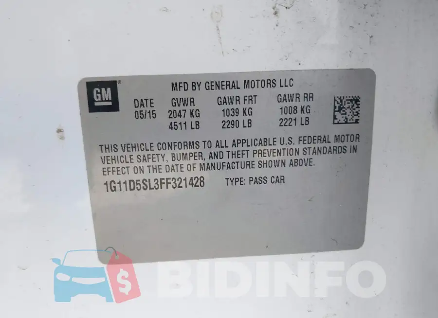 1G11D5SL3FF321428 Photo# 9