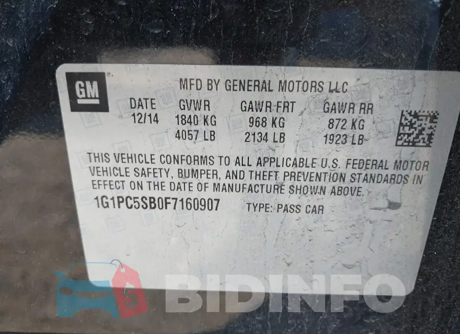 1G1PC5SB0F7160907 Photo# 9