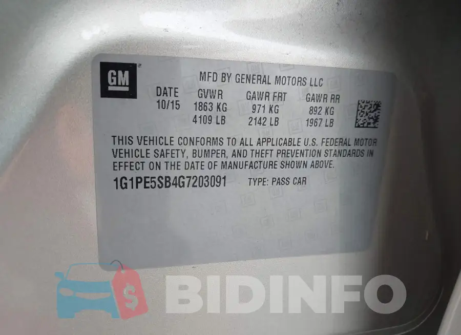 1G1PE5SB4G7203091 Photo# 9