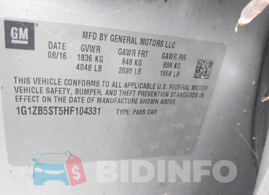 1G1ZB5ST5HF104331 Photo# 9