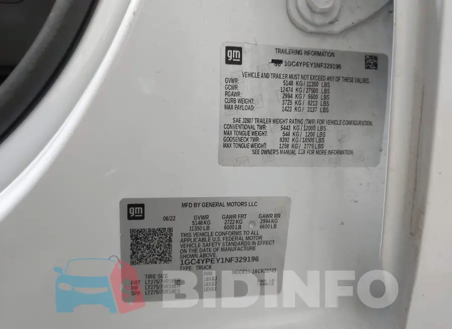 1GC4YPEY1NF329196 Photo# 9