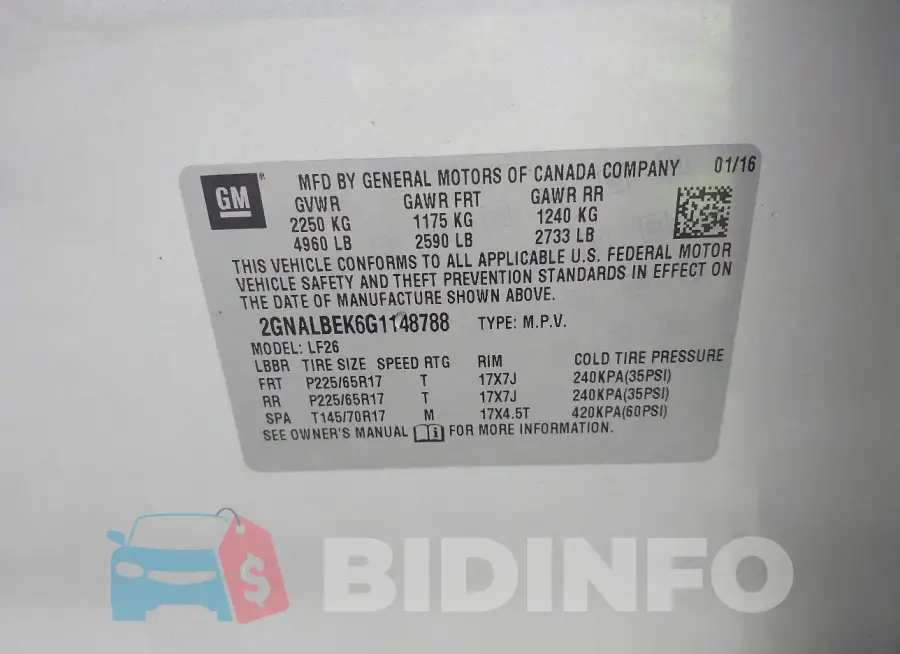 2GNALBEK6G1148788 Photo# 9