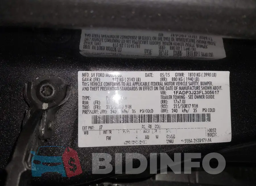 1FADP3J23FL305617 Photo# 9