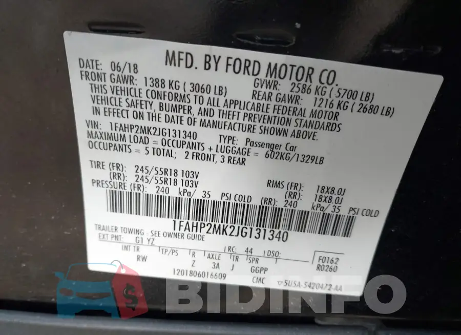 1FAHP2MK2JG131340 Photo# 9