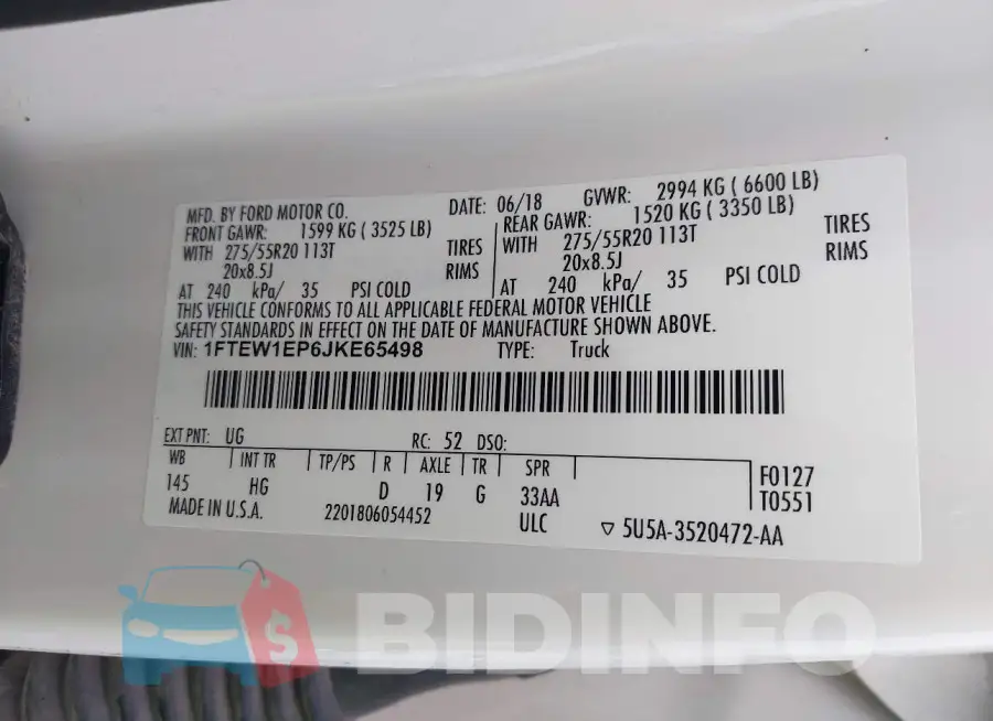 1FTEW1EP6JKE65498 Photo# 9