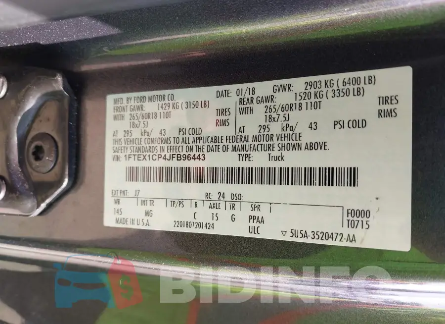 1FTEX1CP4JFB96443 Photo# 9
