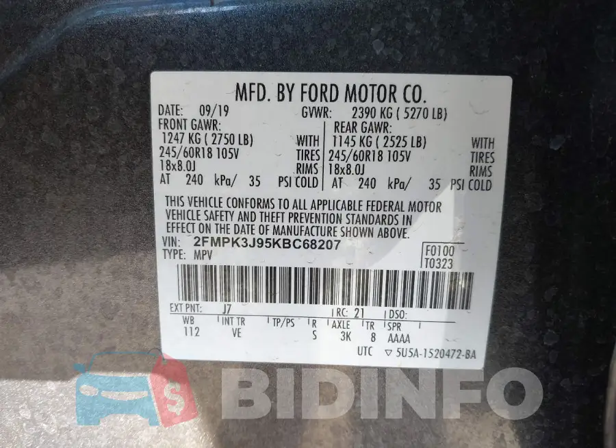 2FMPK3J95KBC68207 Photo# 9
