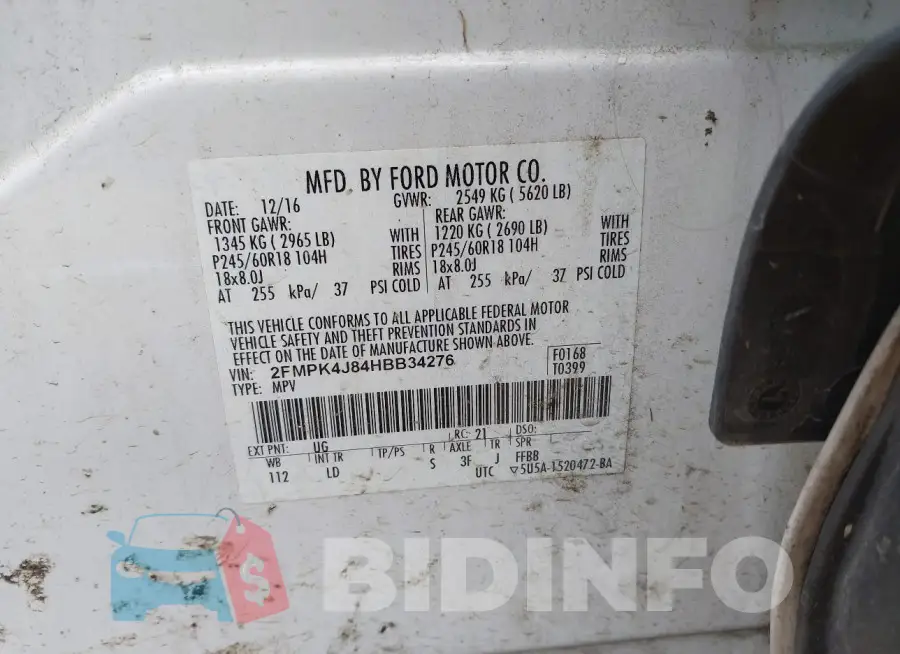 2FMPK4J84HBB34276 Photo# 9