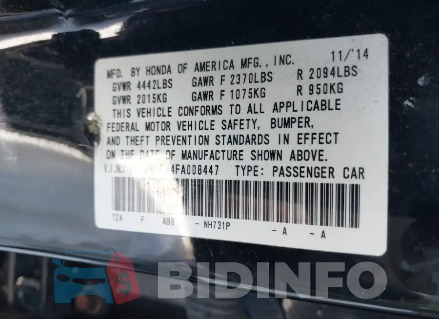 19UUB1F34FA008447 Photo# 9
