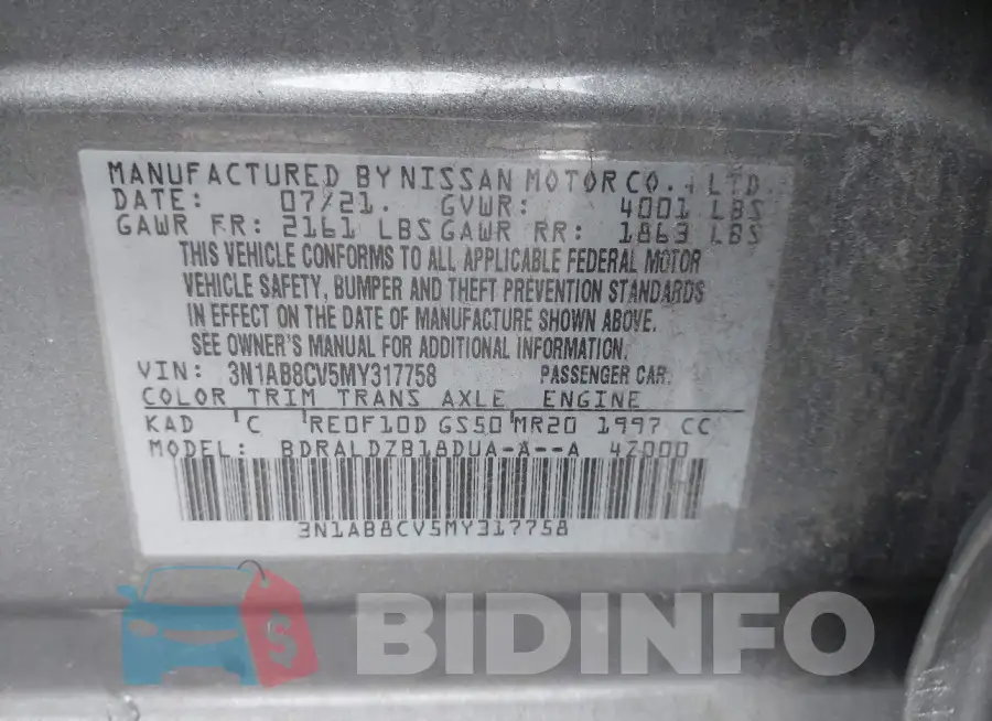 3N1AB8CV5MY317758 Photo# 9