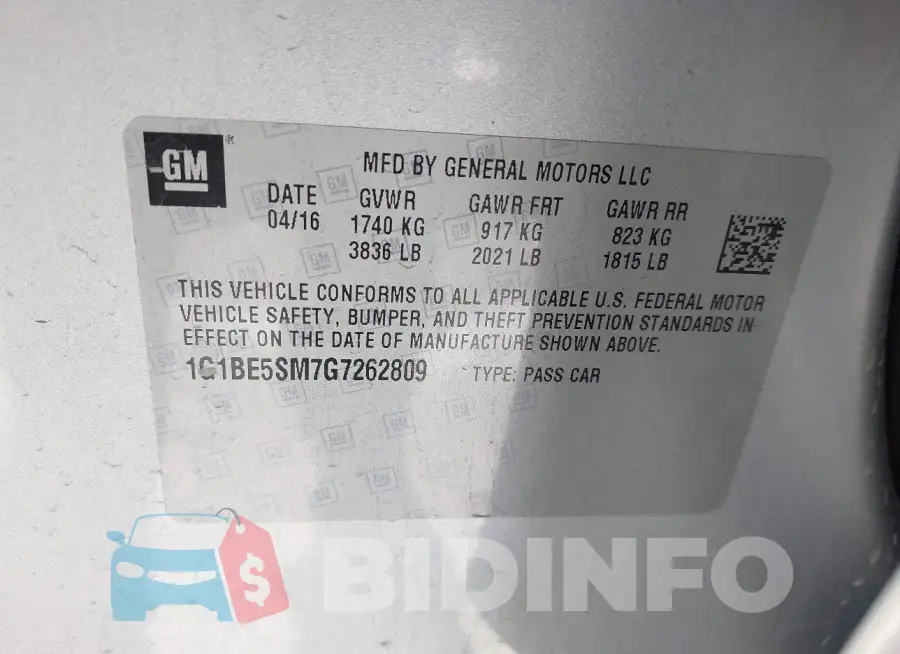 1G1BE5SM7G7262809 Photo# 9