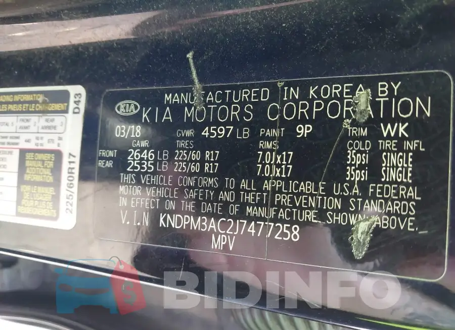 KNDPM3AC2J7477258 Photo# 9