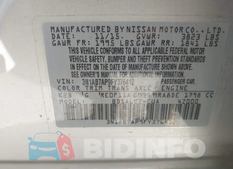 3N1AB7AP9FY376412 Photo# 9