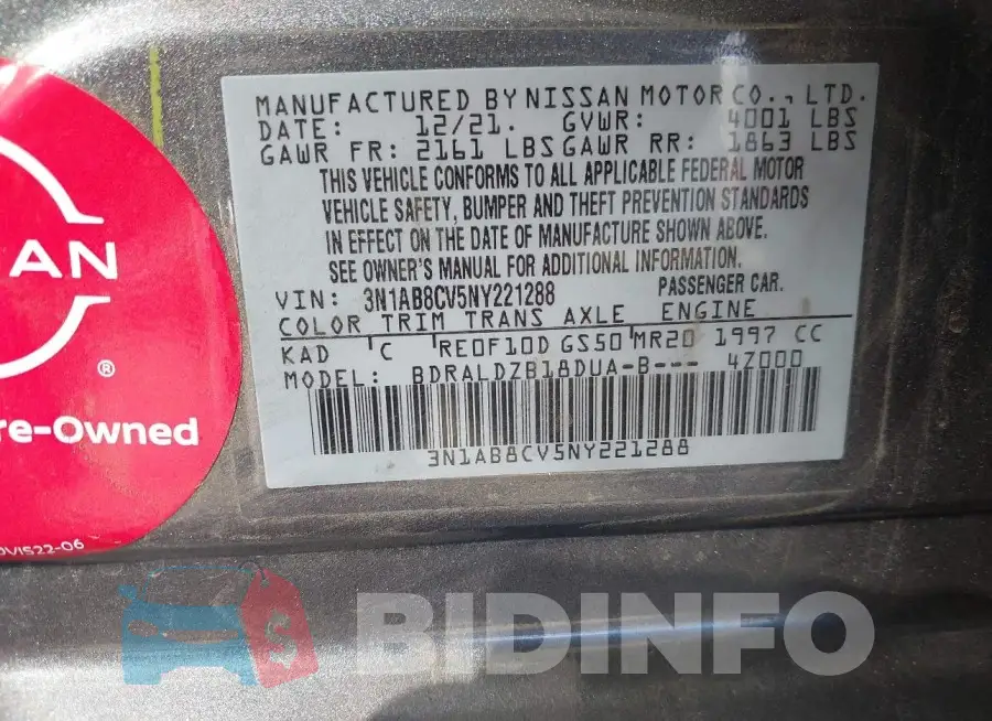 3N1AB8CV5NY221288 Photo# 9