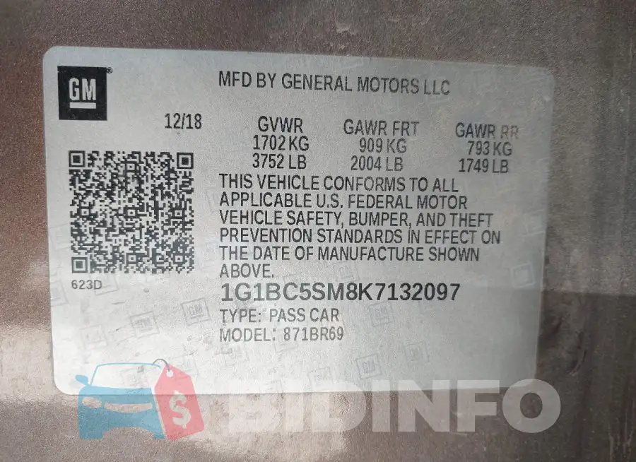 1G1BC5SM8K7132097 Photo# 9