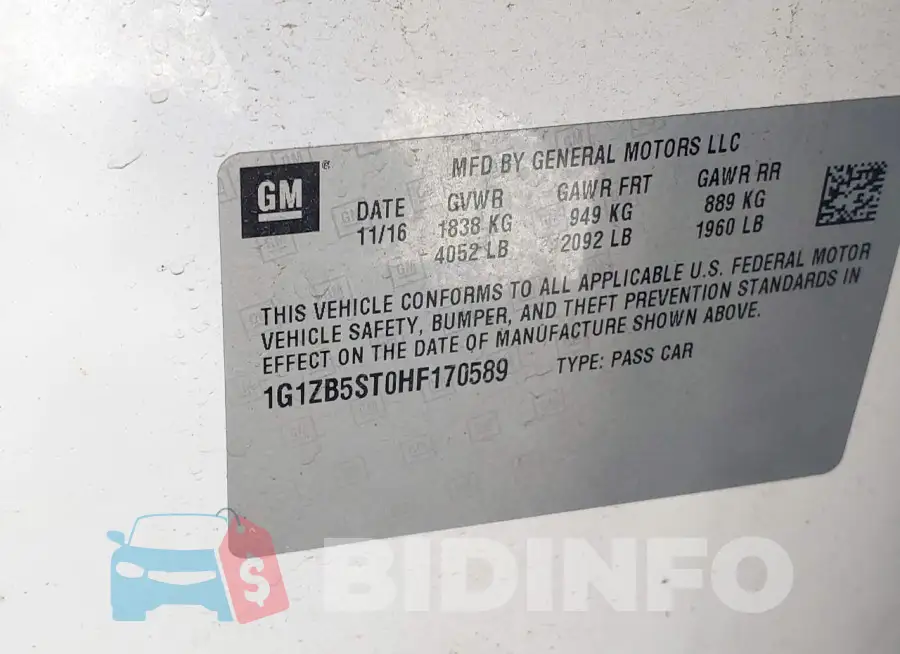 1G1ZB5ST0HF170589 Photo# 9