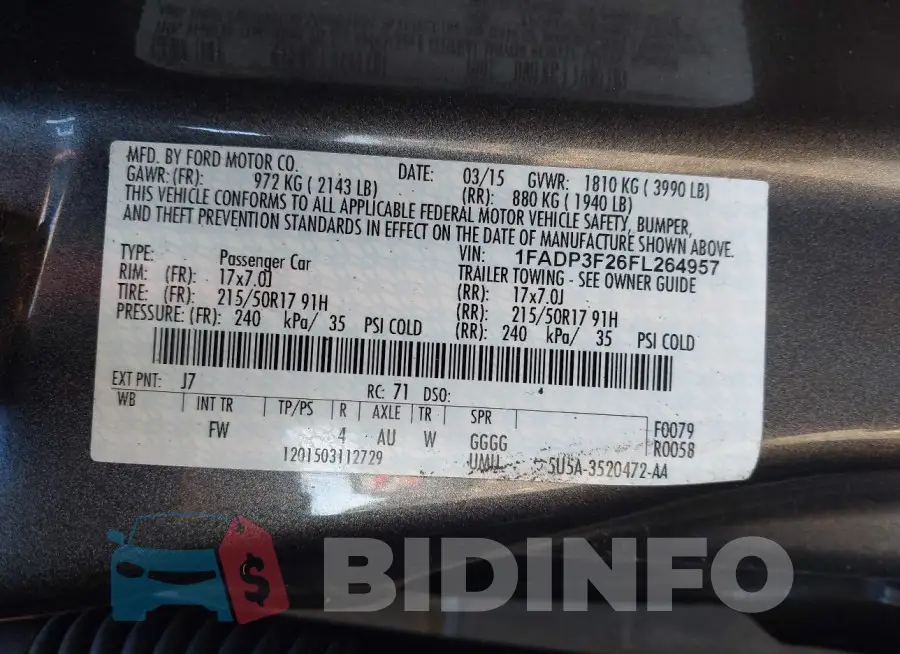 1FADP3F26FL264957 Photo# 9