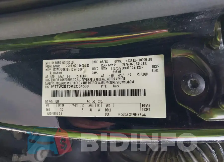 1FT7W2BT0KEC54538 Photo# 9
