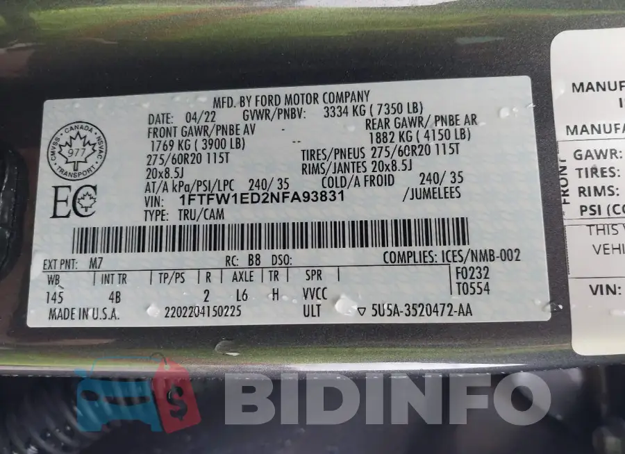 1FTFW1ED2NFA93831 Photo# 9