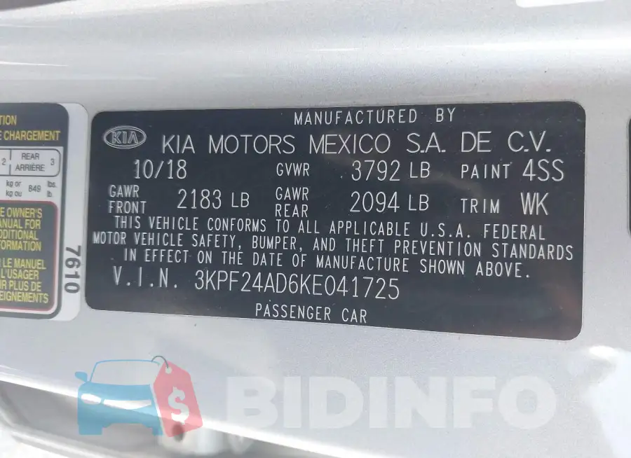 3KPF24AD6KE041725 Photo# 9