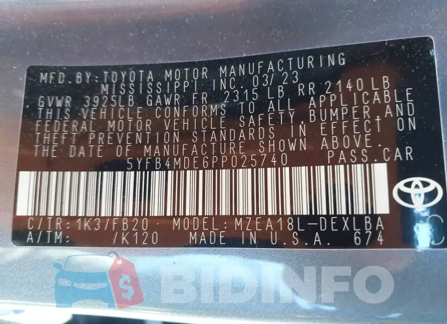 5YFB4MDE6PP025740 Photo# 9