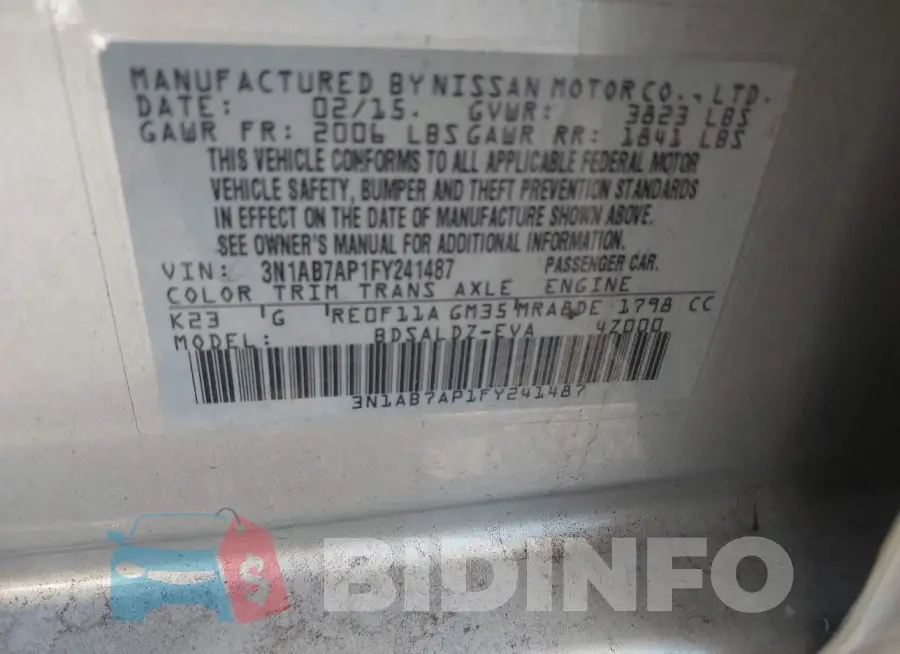 3N1AB7AP1FY241487 Photo# 9